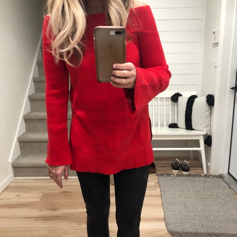 NWT Red Anthropology off-shoulder sweater
